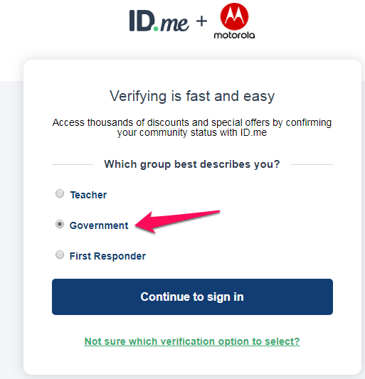 government discount motorola
