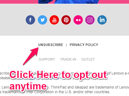 unsubscribe from lenovo emails