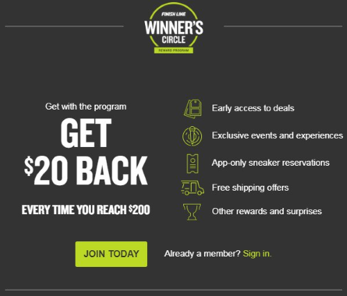 finish line winners circle discount